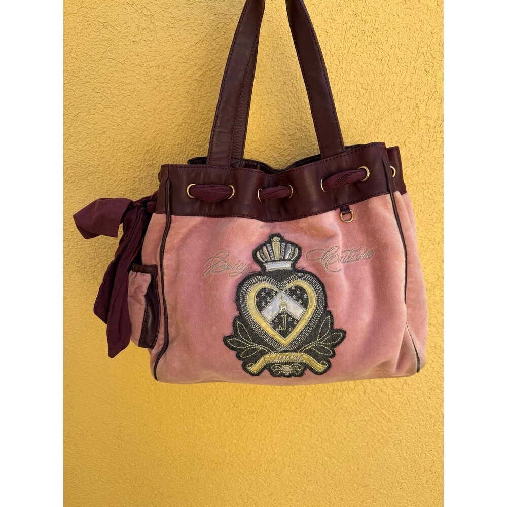 Vintage Y2K Juicy Couture Pink & Burgundy Crown Daydreamer Bag